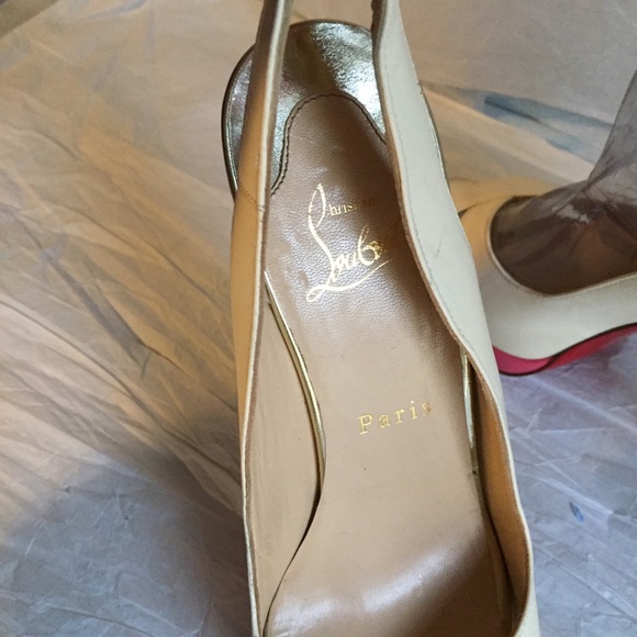 CHRISTIAN LOUBOUTIN BEIGE/PINK PLATFORMS SZ-37.5 - Picture 5 of 8